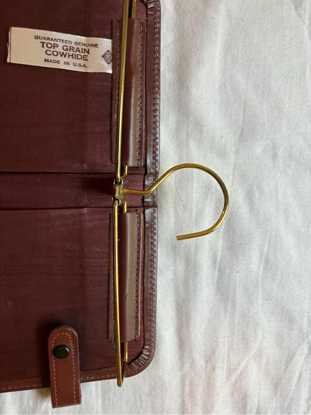 Vintage 1950s Leather Travel Tie Case Necktie Valet Cowhide Made USA